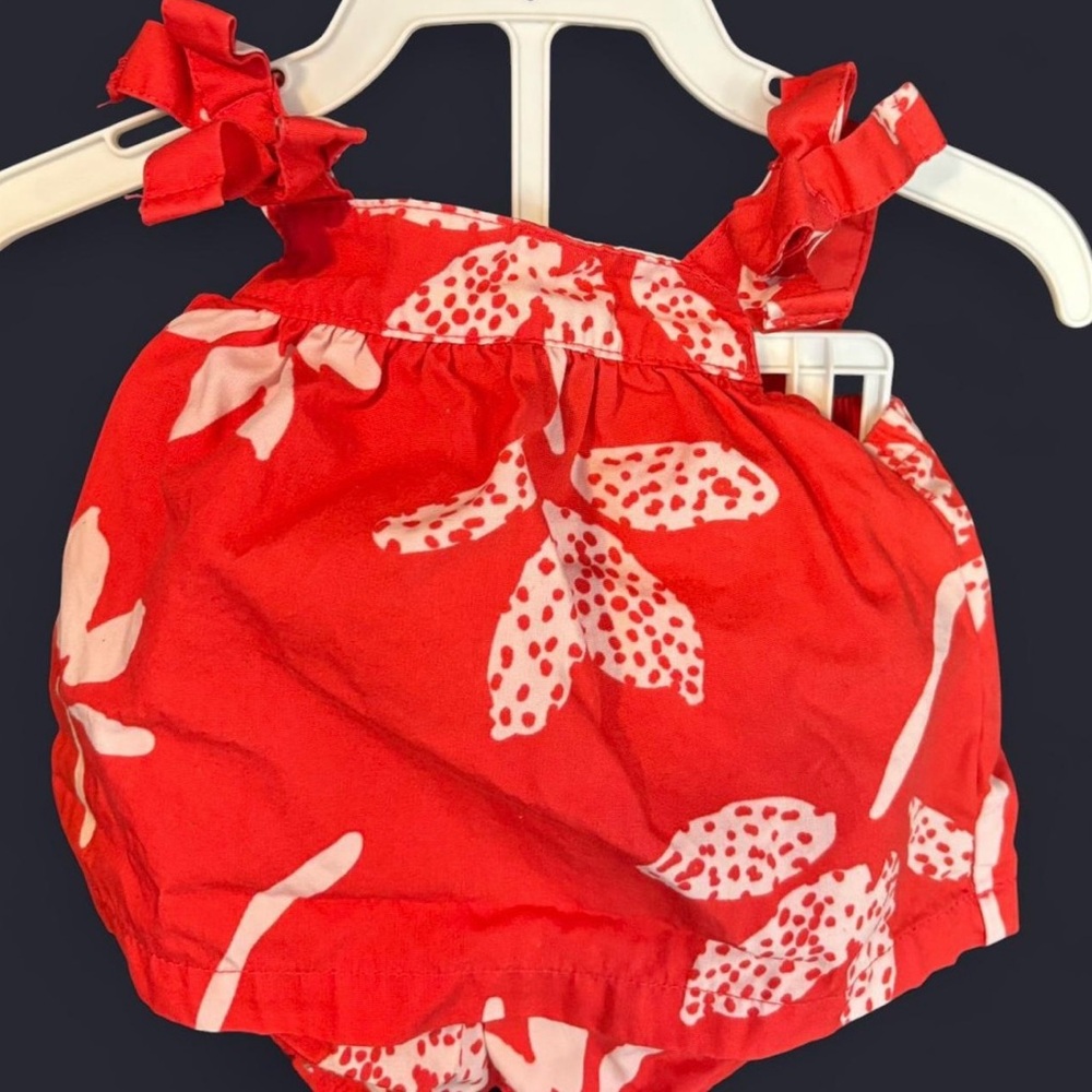 Red Floral Baby Set